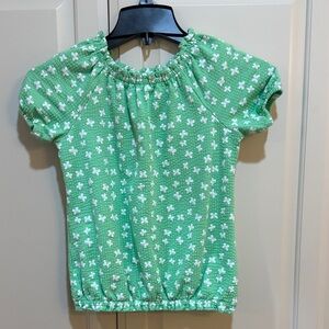 Garanimals Green Short-Sleeve Bubble Top with White Floral Print